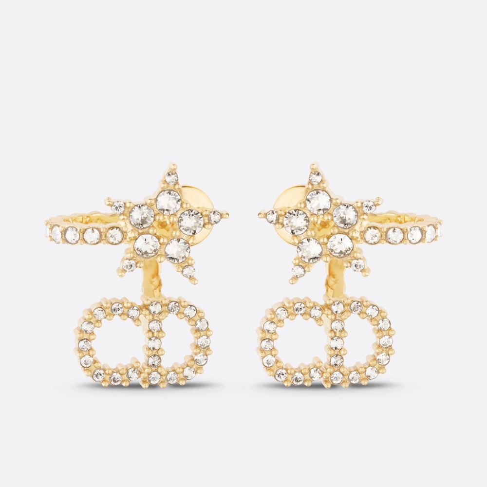 DIOR Claire D Lune Crystal Gold Earrings